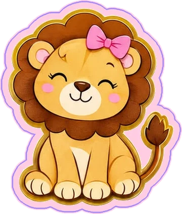 Leão com borda pintada rosa